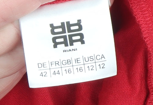 Riani Women Red Open Cardigan Size 16 Relaxed Fit Lightweight