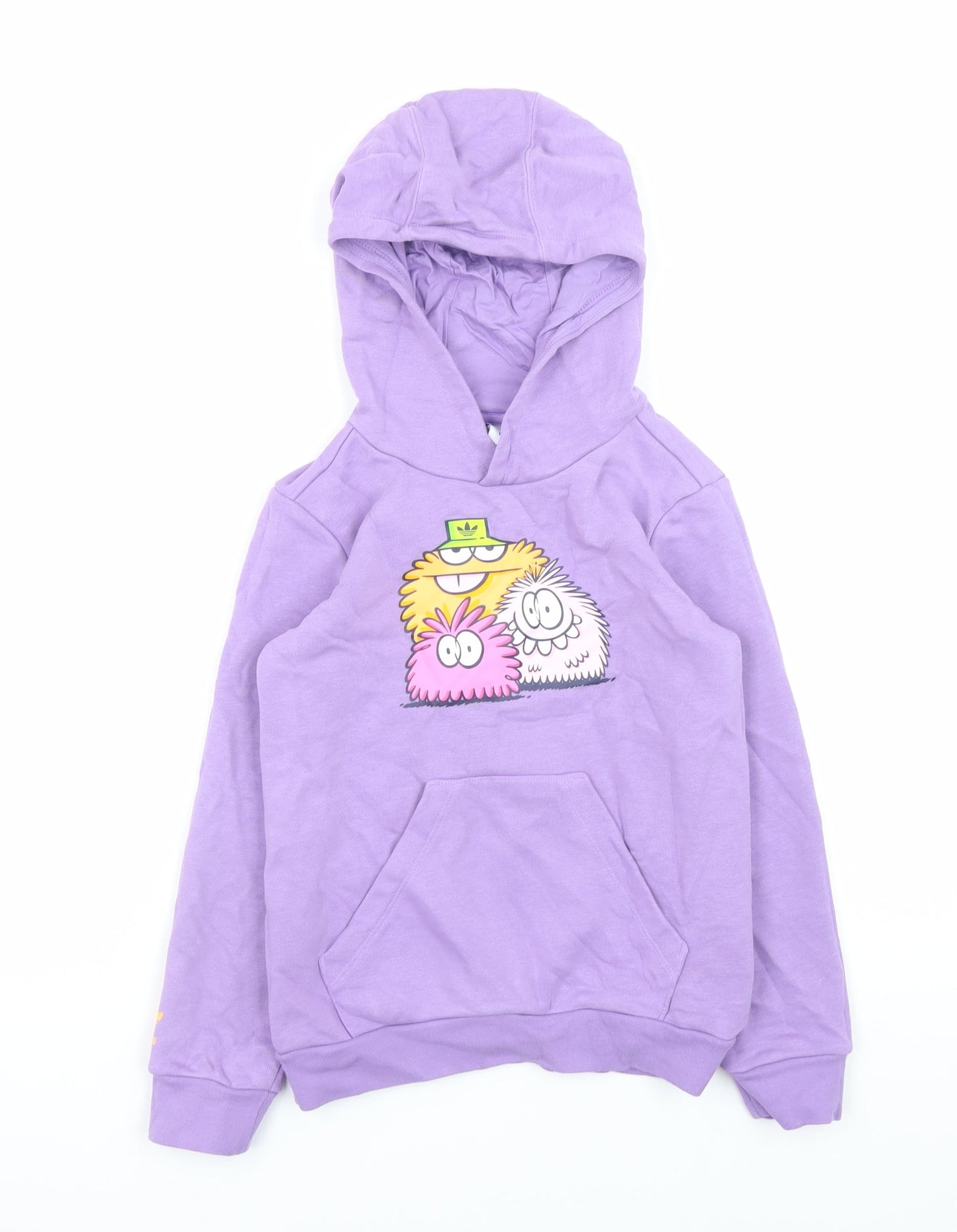 Adidas Boys Purple Graphic Pullover Hoodie 7-8 Years Hooded Sweatshirt