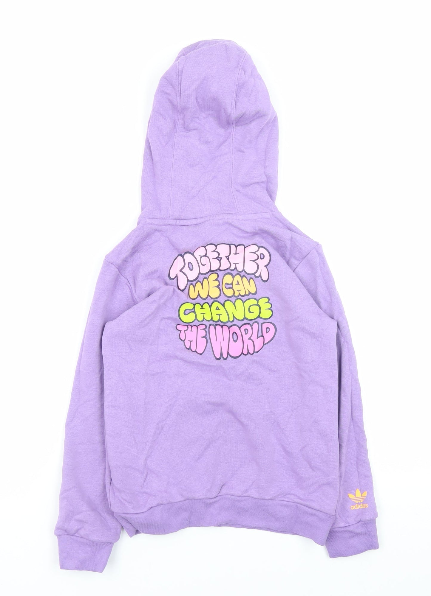 Adidas Boys Purple Graphic Pullover Hoodie 7-8 Years Hooded Sweatshirt