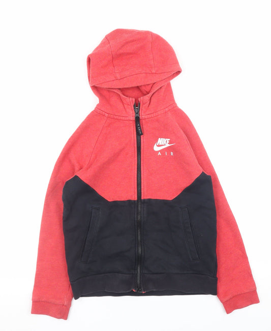 Nike Teens Red Full Zip Hoodie Air Logo Sportswear Size S 8-10yrs