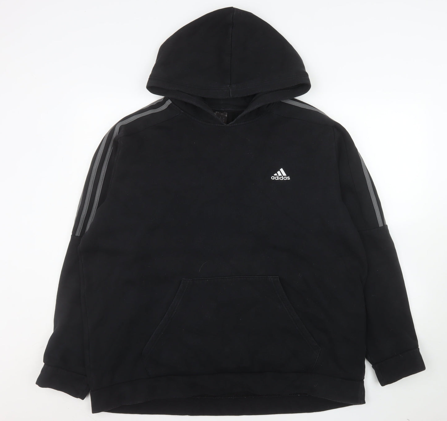 adidas Mens Black XL Pullover Hoodie Fleece Sports Logo Hooded Sweatshirt