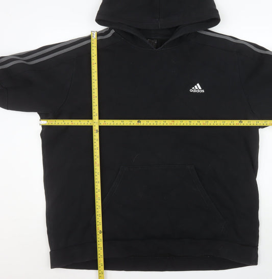 adidas Mens Black XL Pullover Hoodie Fleece Sports Logo Hooded Sweatshirt