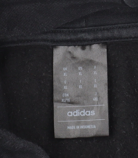 adidas Mens Black XL Pullover Hoodie Fleece Sports Logo Hooded Sweatshirt