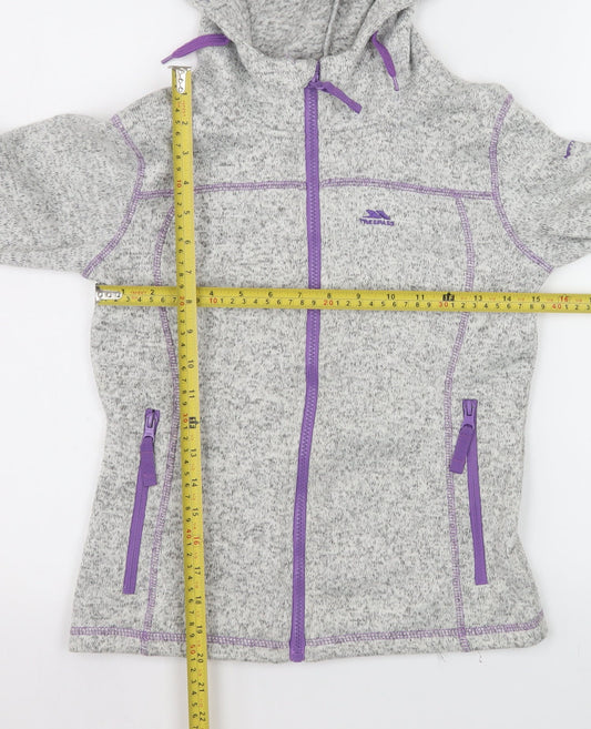 Trespass Girls Grey Hooded Full Zip Fleece Jacket 9-10 Years