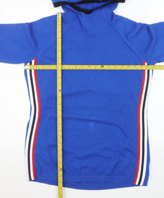 Garritt Men's Blue Hooded Stripe Pullover Jumper L Casual Knitwear