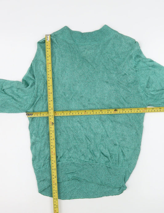 CIRAGE Women’s Green Mock Neck Long Sleeve Lightweight Vintage Pullover Jumper Size M
