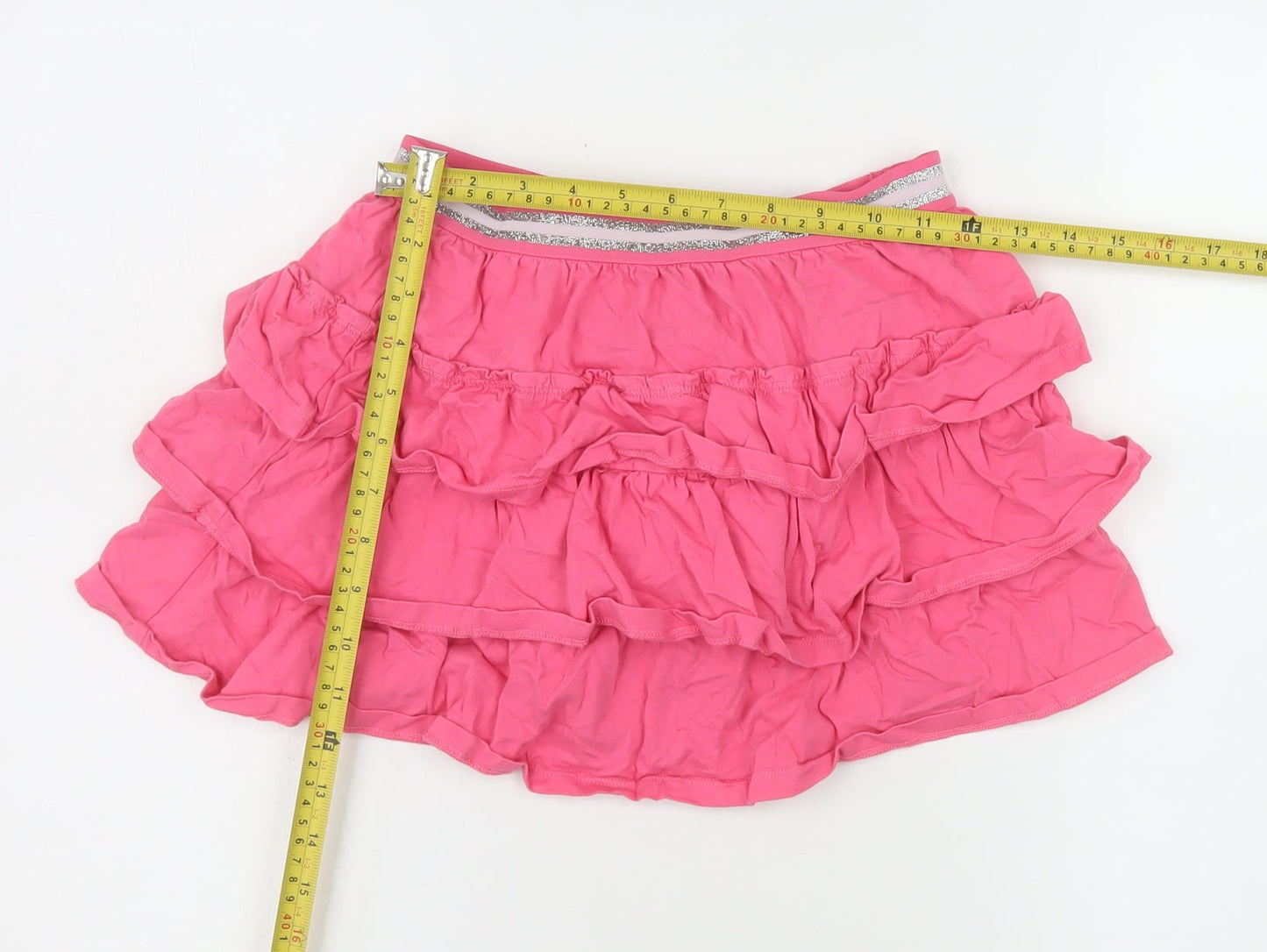 Boden Girls Pink Ruffled Cotton Skort 11-12 Years Tiered Elastic Waist