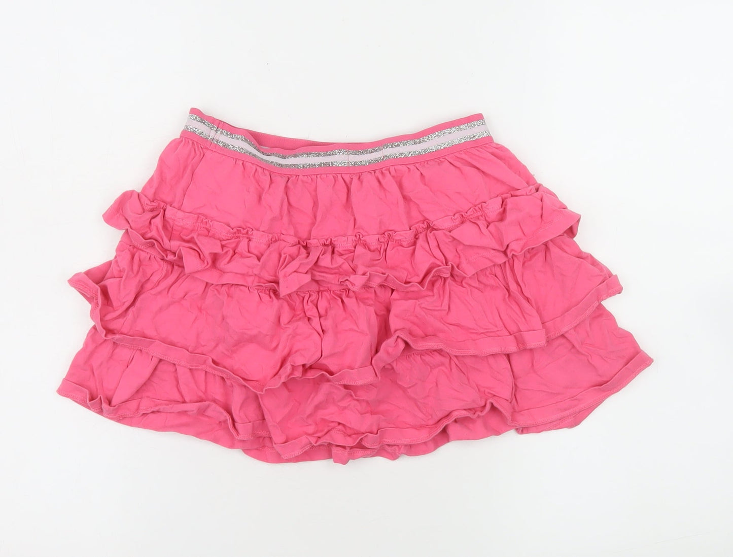 Boden Girls Pink Ruffled Cotton Skort 11-12 Years Tiered Elastic Waist