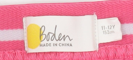 Boden Girls Pink Ruffled Cotton Skort 11-12 Years Tiered Elastic Waist