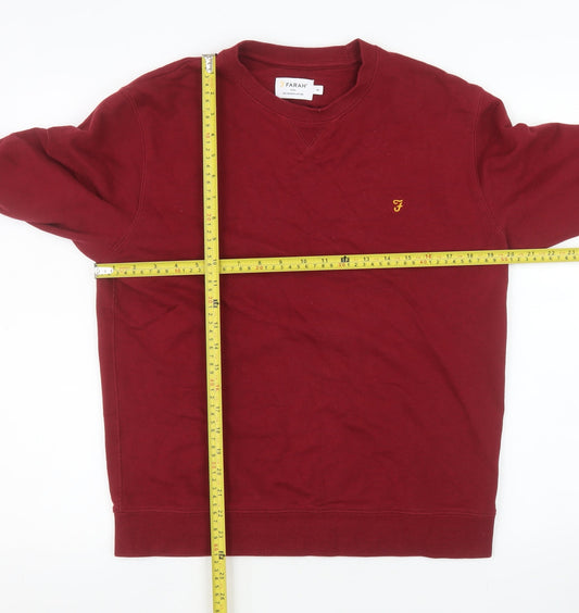 Farah Men's Red Crew Neck Pullover Sweatshirt Size M Cotton