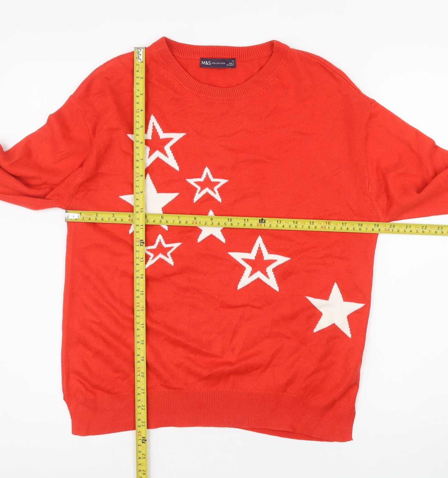 Marks and Spencer Women's Red Star Knit Jumper Size 12