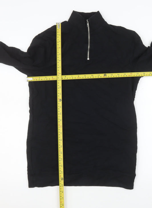 ASOS DESIGN Men's Black 1/2 Zip High Neck Pullover Sweatshirt M