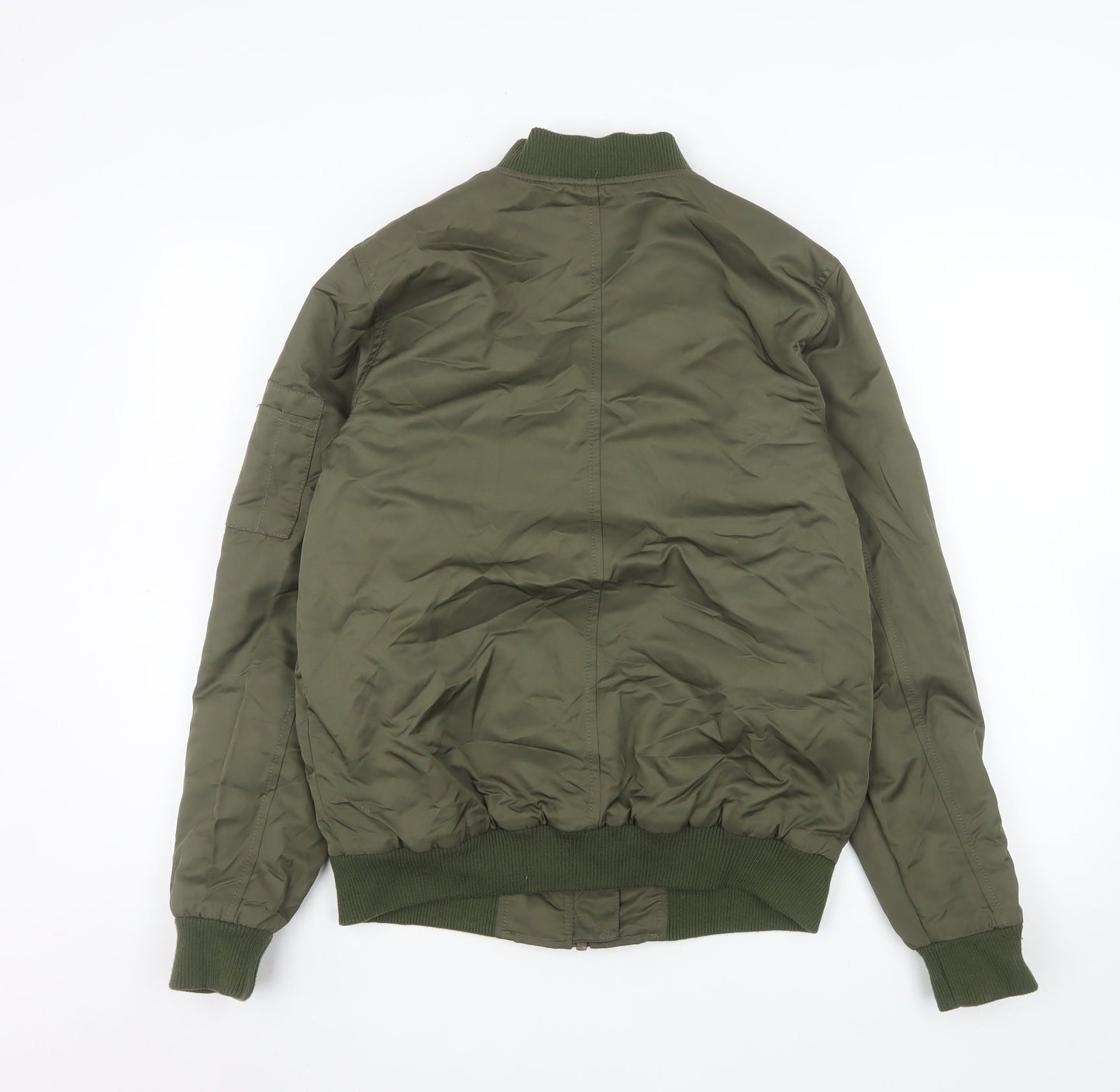 Topman Men's Green Bomber Jacket Size S Classic Polyester Lined
