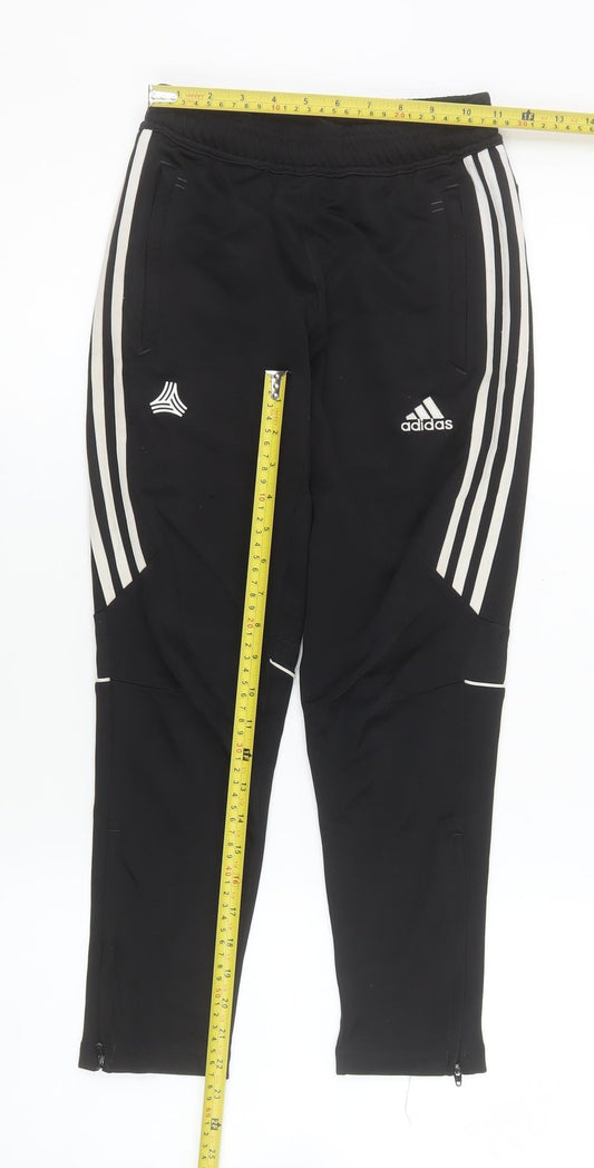 Adidas Boys Black 13-14 Years Tapered Track Pants with Side Stripes