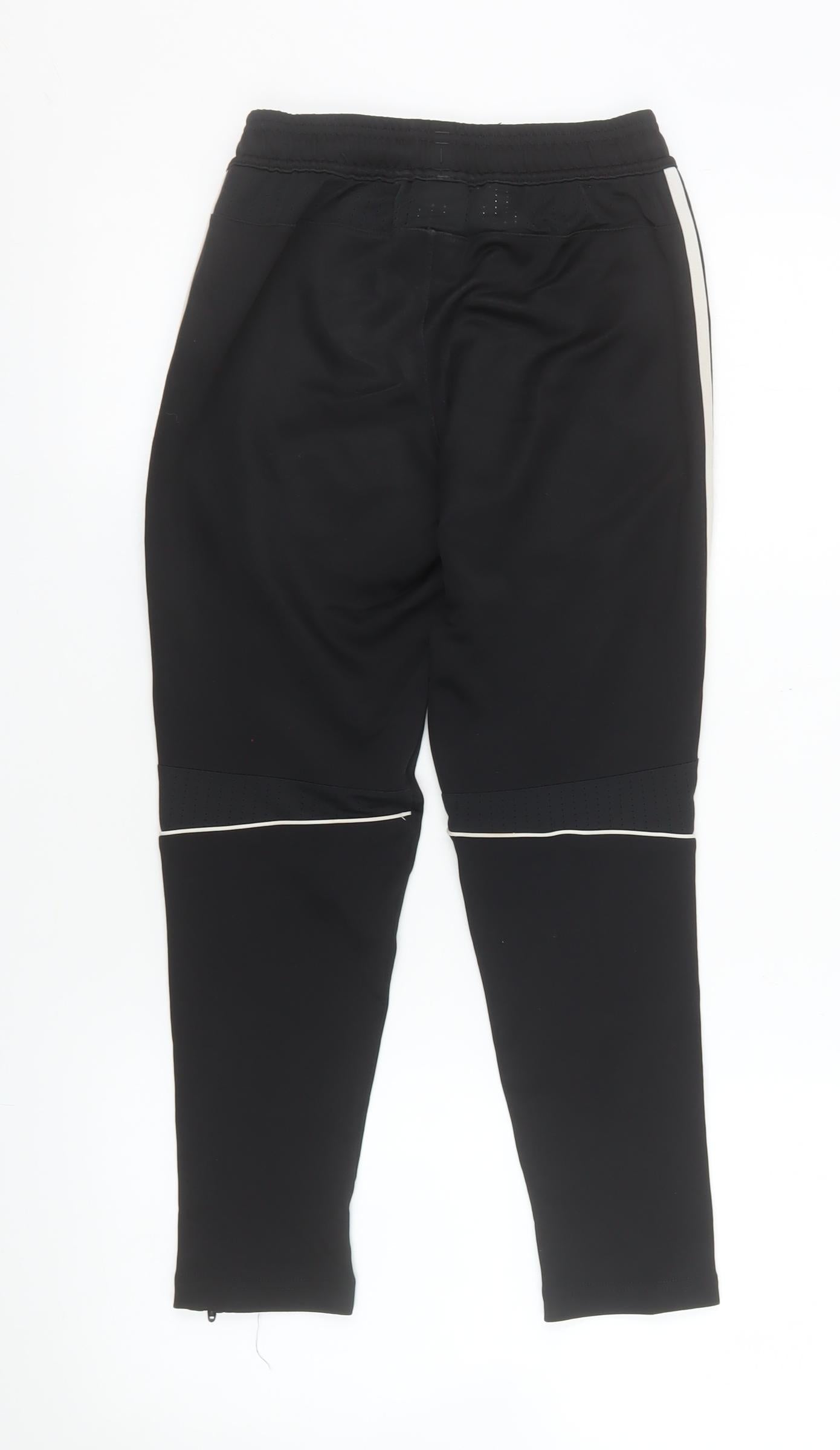 Adidas Boys Black 13-14 Years Tapered Track Pants with Side Stripes
