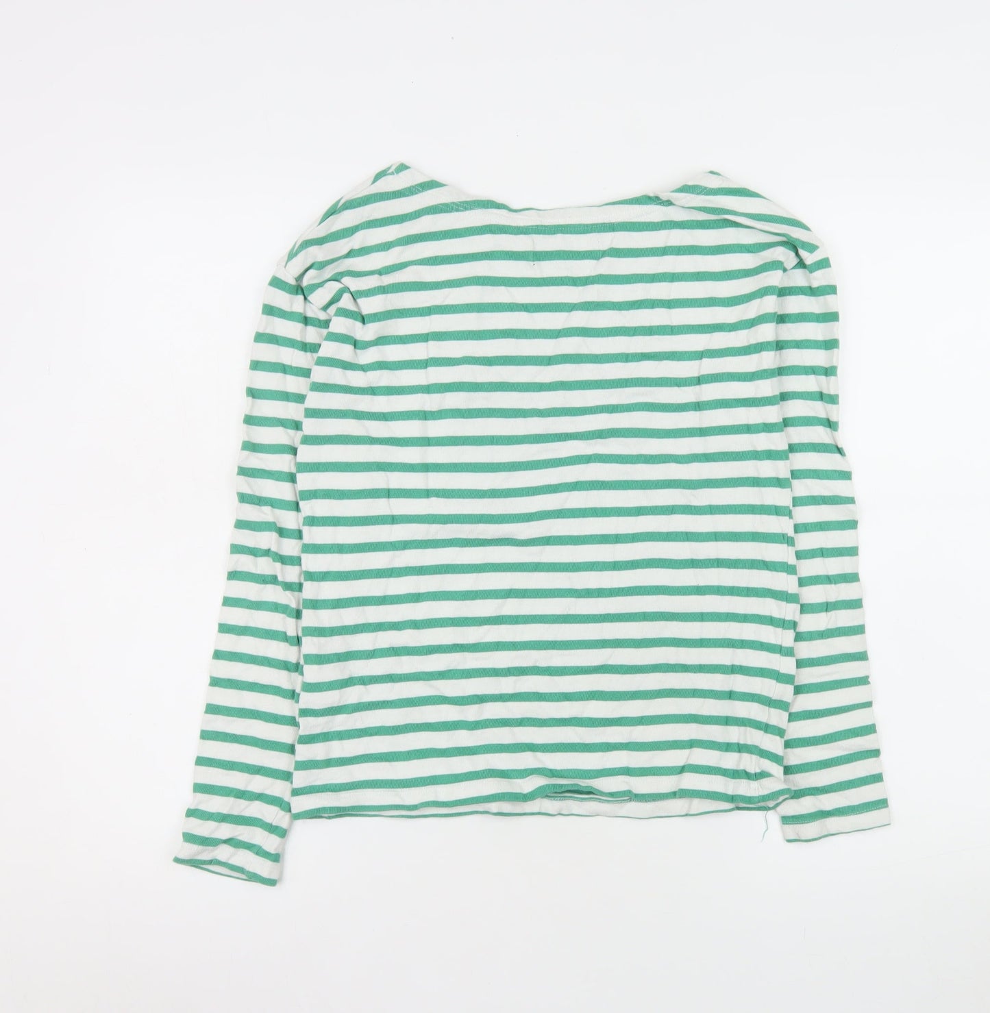 Superdry Women Green Striped Long Sleeve Boat Neck T-Shirt UK 6