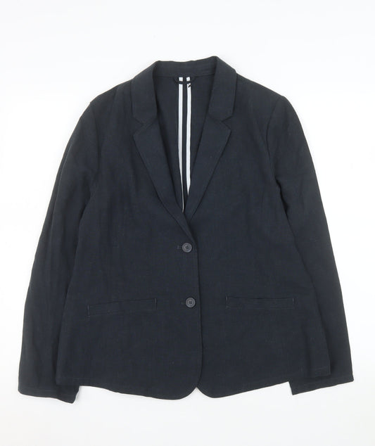 Rohan Women's Black Linen Blend Two Button Blazer Size 16