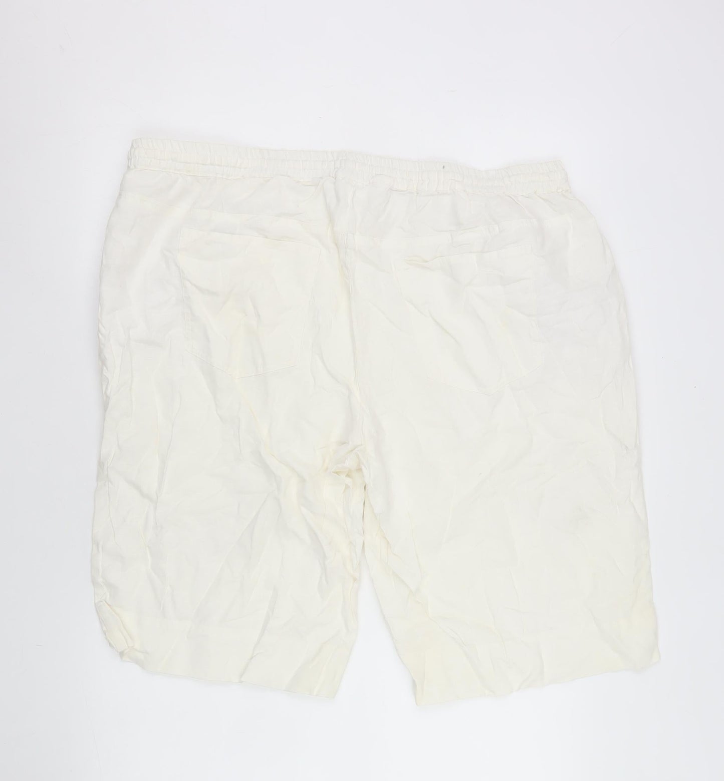 bpc bonprix collection Men's Ivory Linen Blend Drawstring Shorts Size 22
