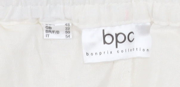 bpc bonprix collection Men's Ivory Linen Blend Drawstring Shorts Size 22