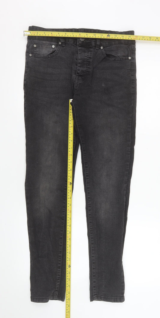 boohooMAN Men’s Black Slim Skinny Jeans Size 32 Dark Wash Denim
