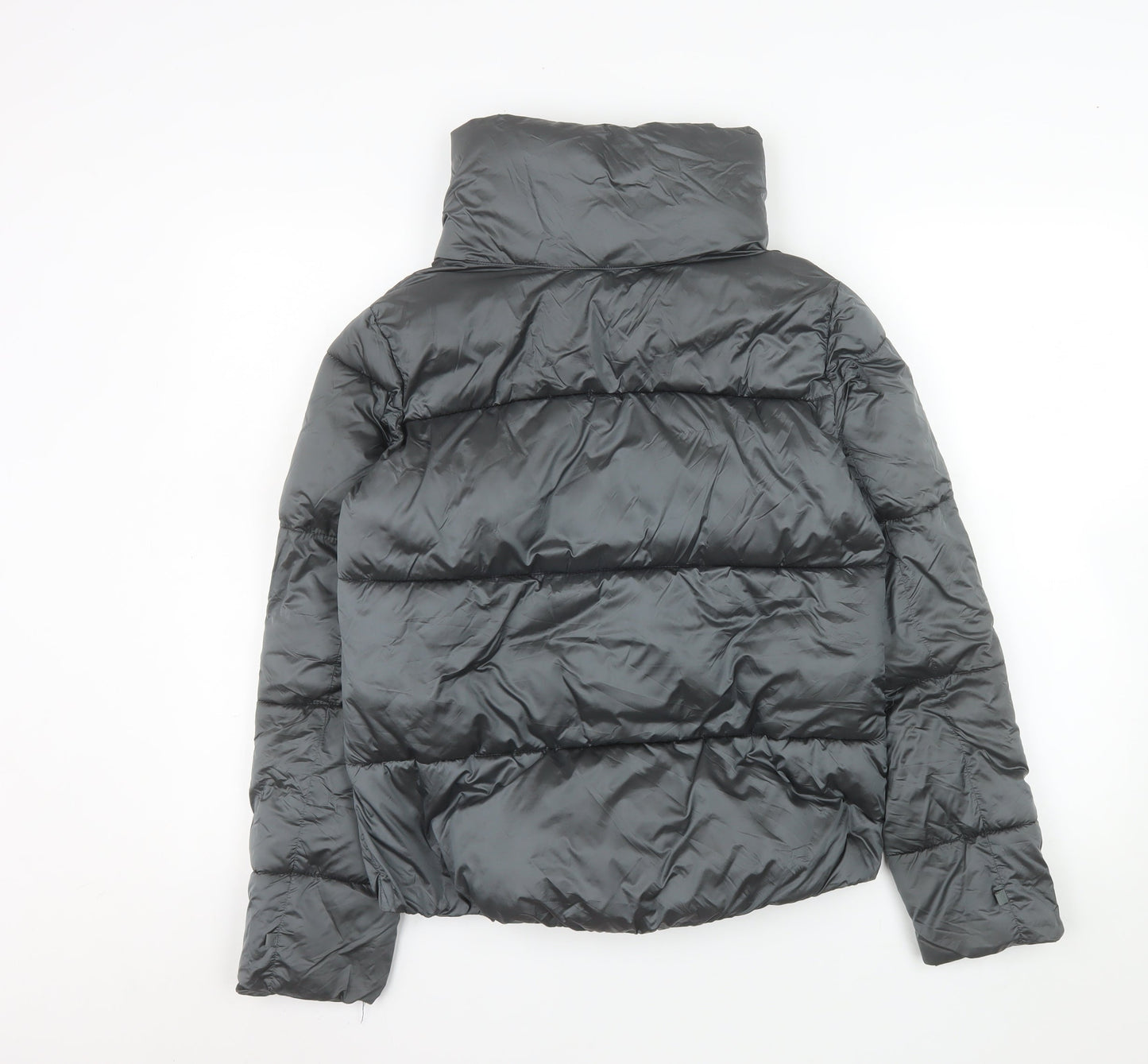 Mango Women's Black Puffer Jacket Size 8 Lightweight Quilted Zip Coat
