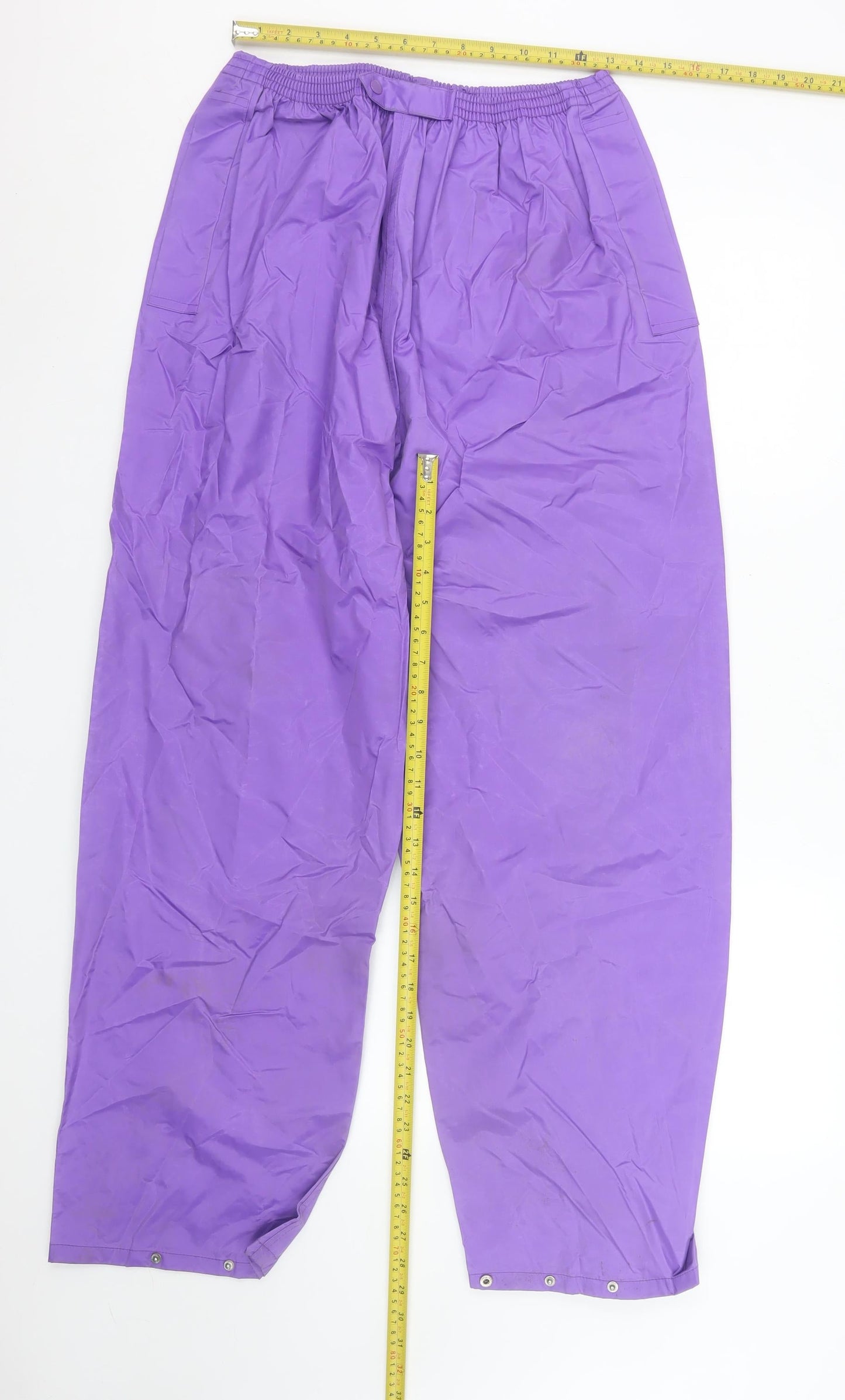 Champion Women Purple Waterproof Rain Trousers M Nylon Retro Sportswear