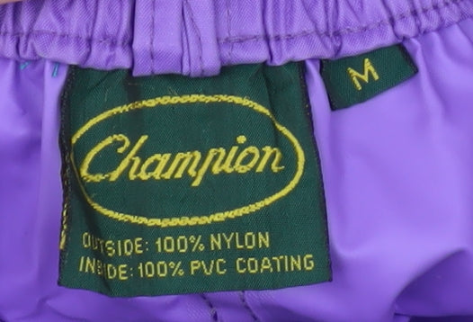 Champion Women Purple Waterproof Rain Trousers M Nylon Retro Sportswear