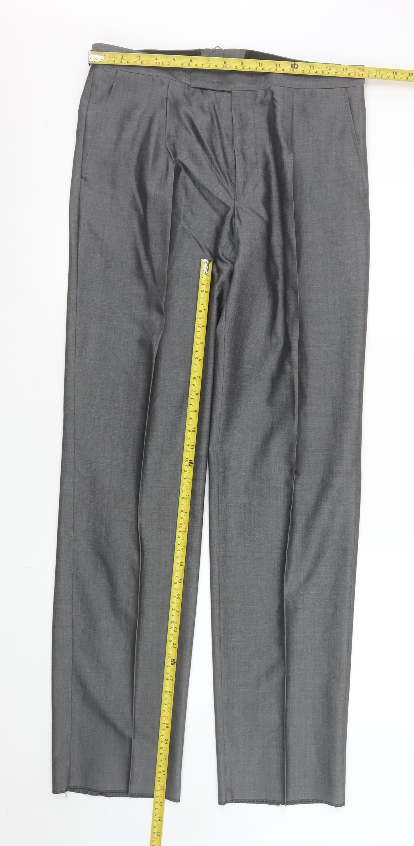 Torre Cerimonia Men's Grey Wool Blend Pleated Dress Trousers 34L
