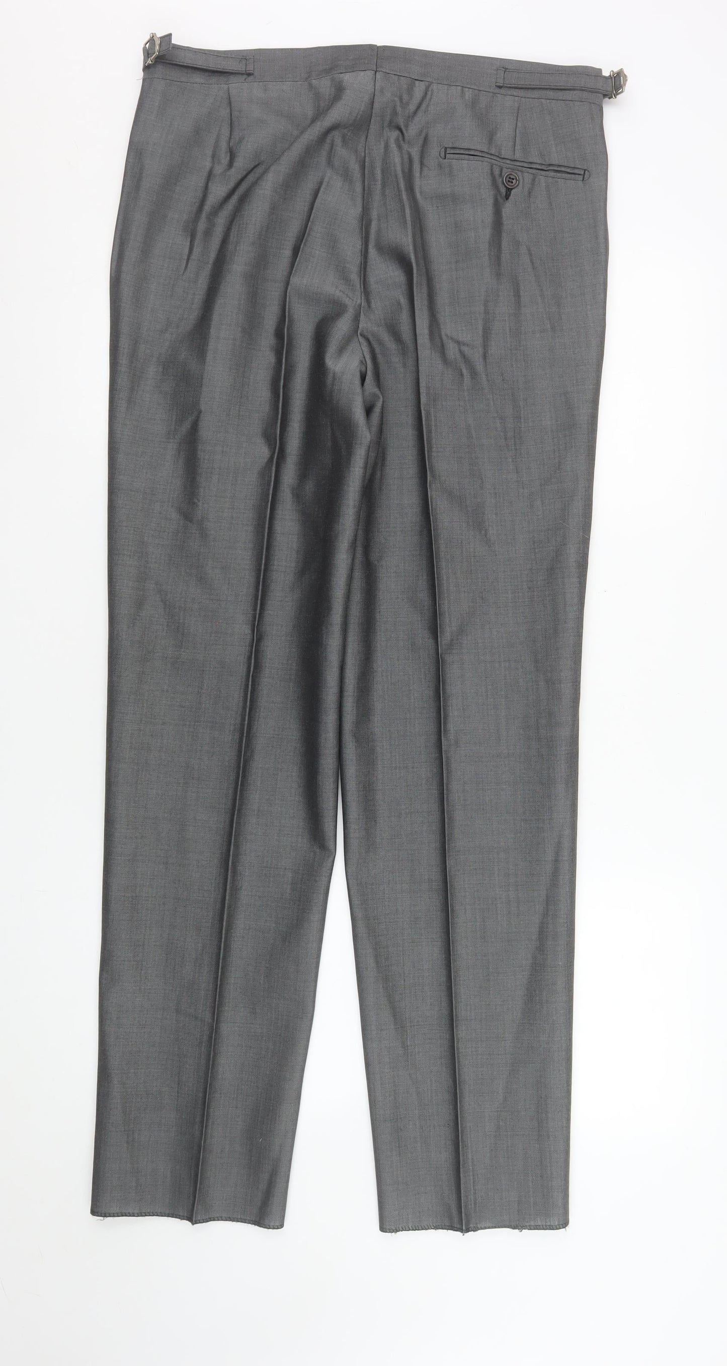 Torre Cerimonia Men's Grey 34R Wool Blend Pleated Dress Trousers