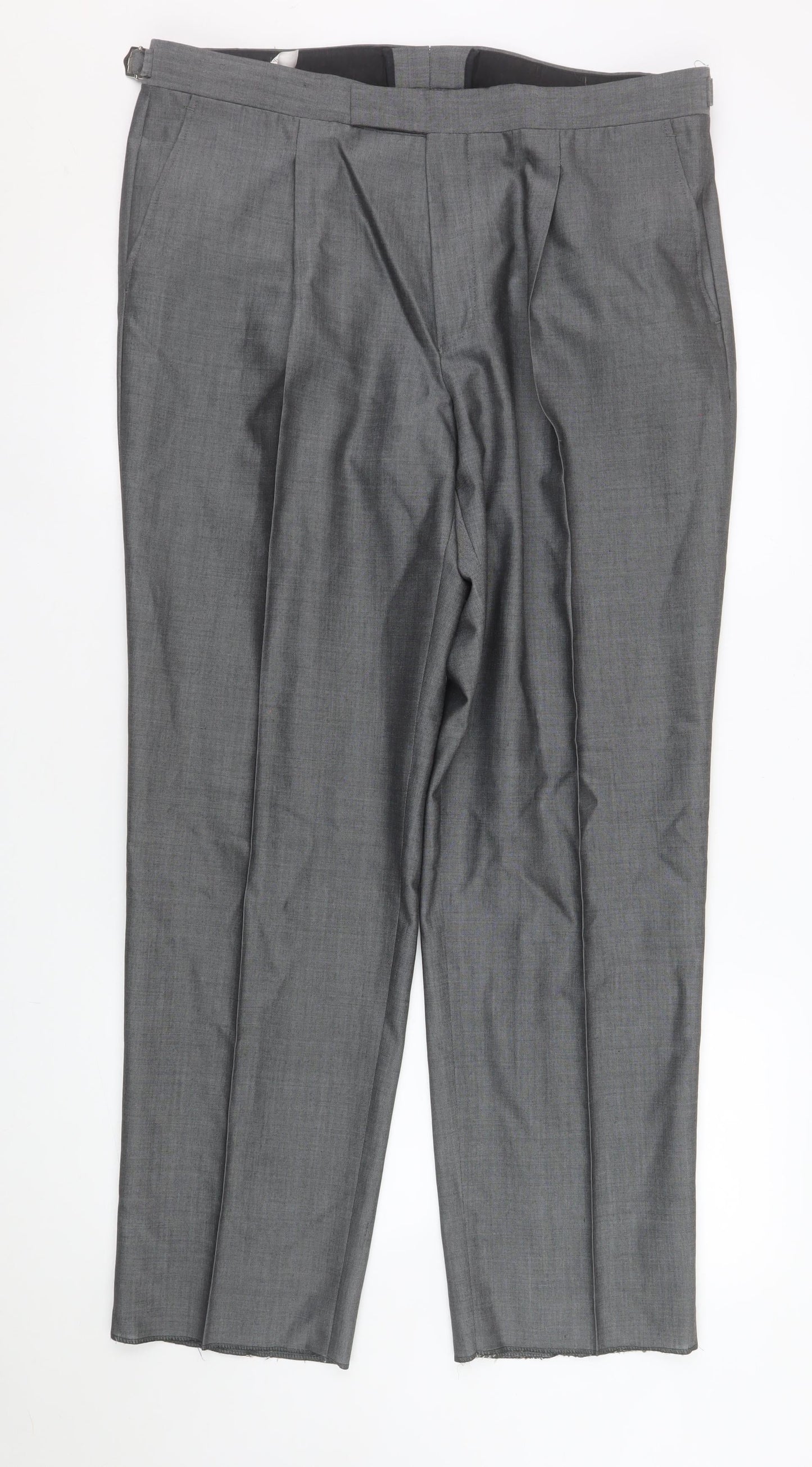 Torre Men’s Grey Pleated Formal Wool Blend Dress Trousers Size 38R