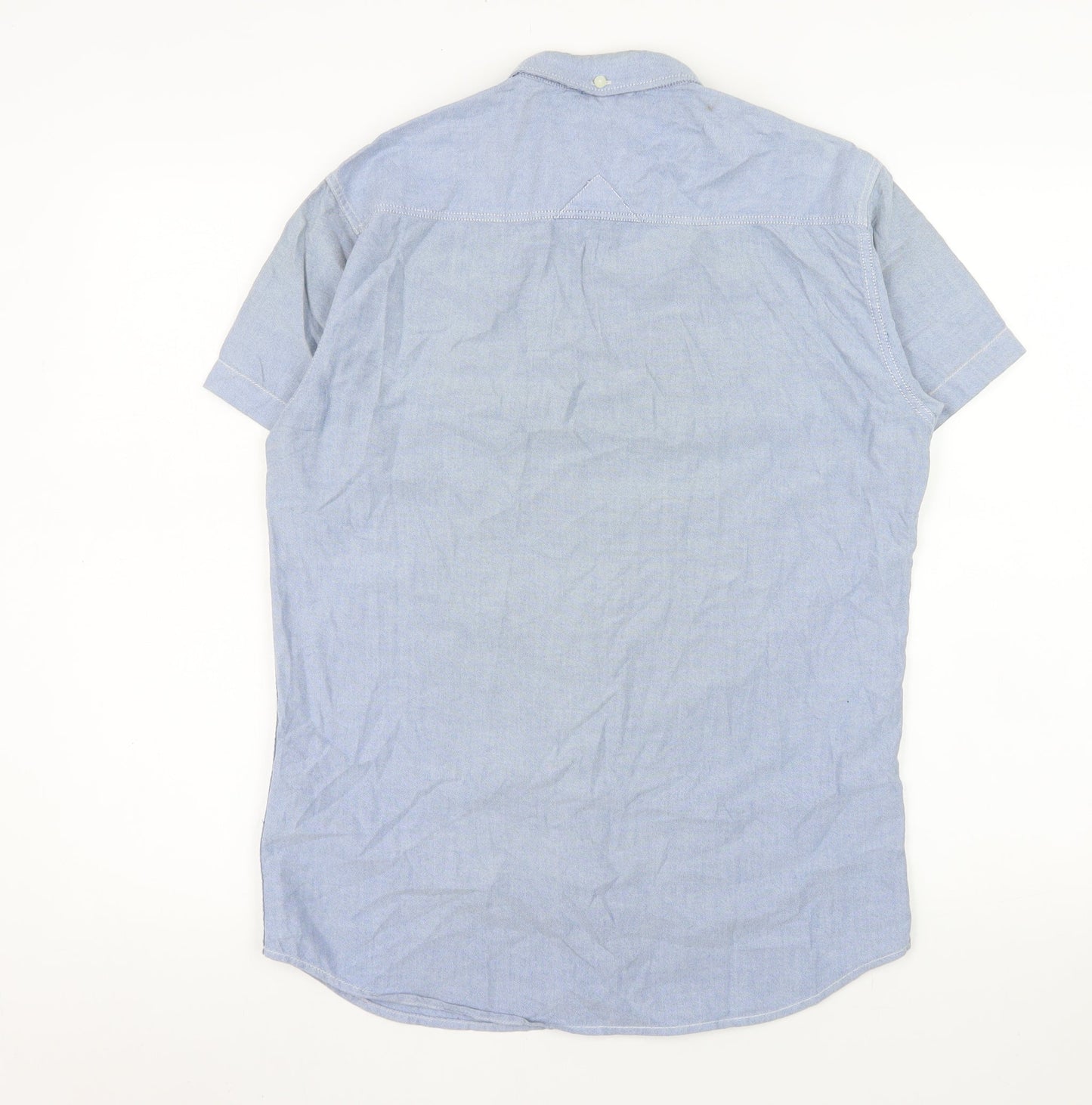 Diesel Men Blue Short Sleeve Button-Up Cotton Shirt S