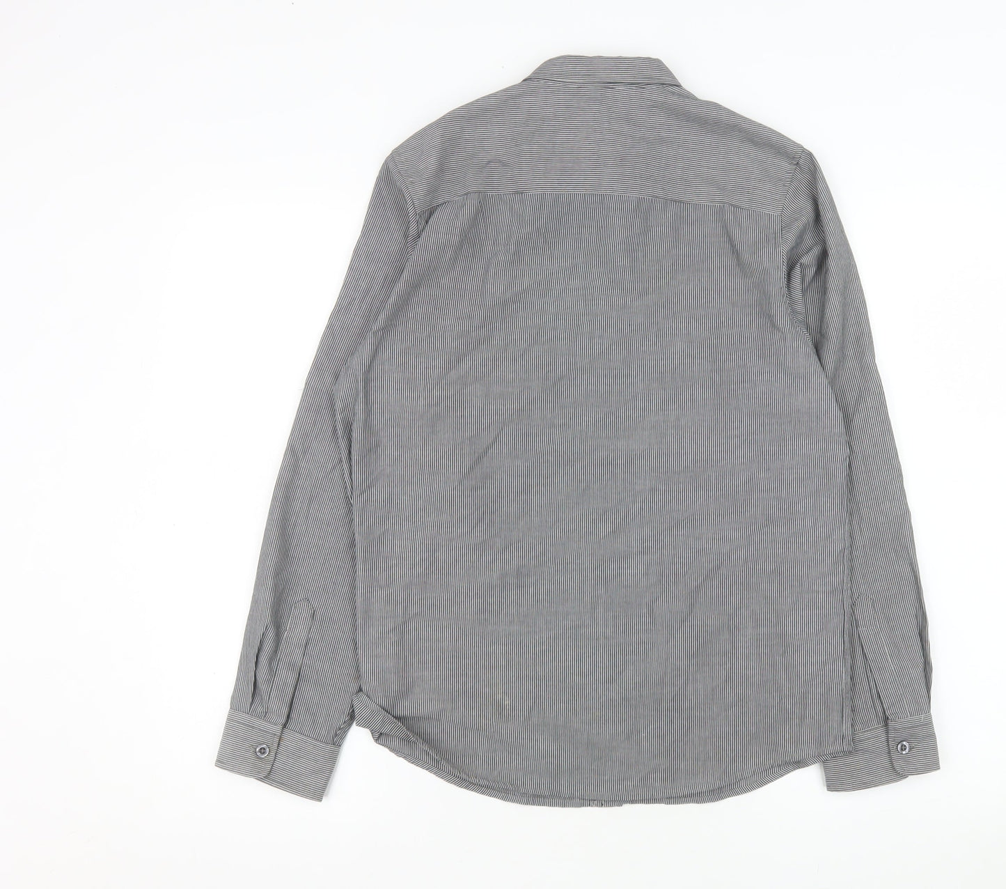 Red Herring Boys Grey Striped Button-Up Long Sleeve Shirt 16 Years