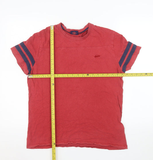 Superdry Men Red Organic Cotton Crew Neck Short Sleeve T-Shirt Size L