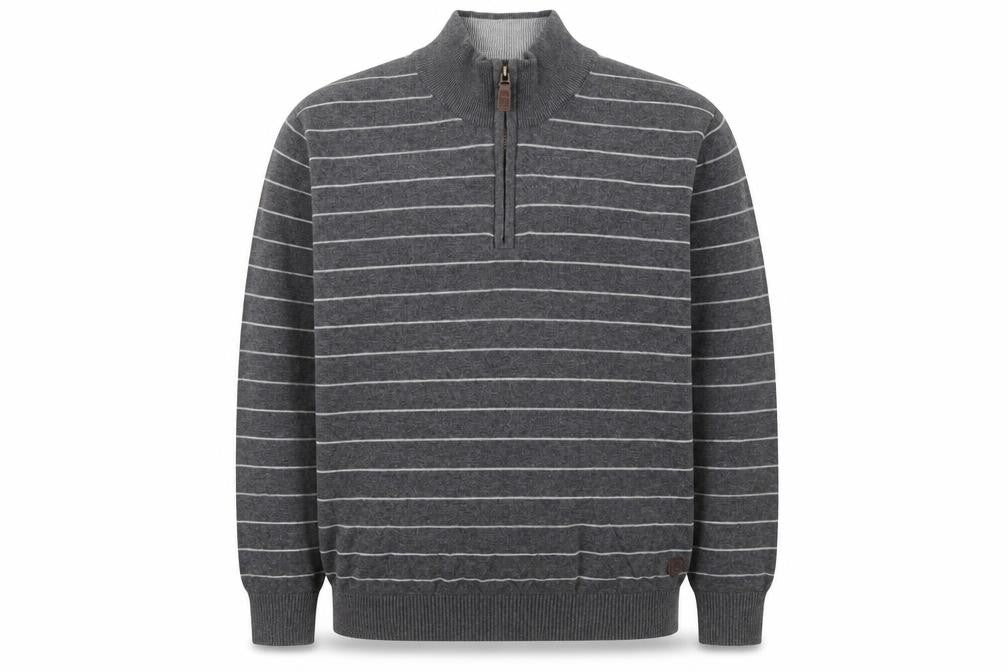 Marks and Spencer Men’s Grey Striped 1/4 Zip Pullover Sweatshirt Size L