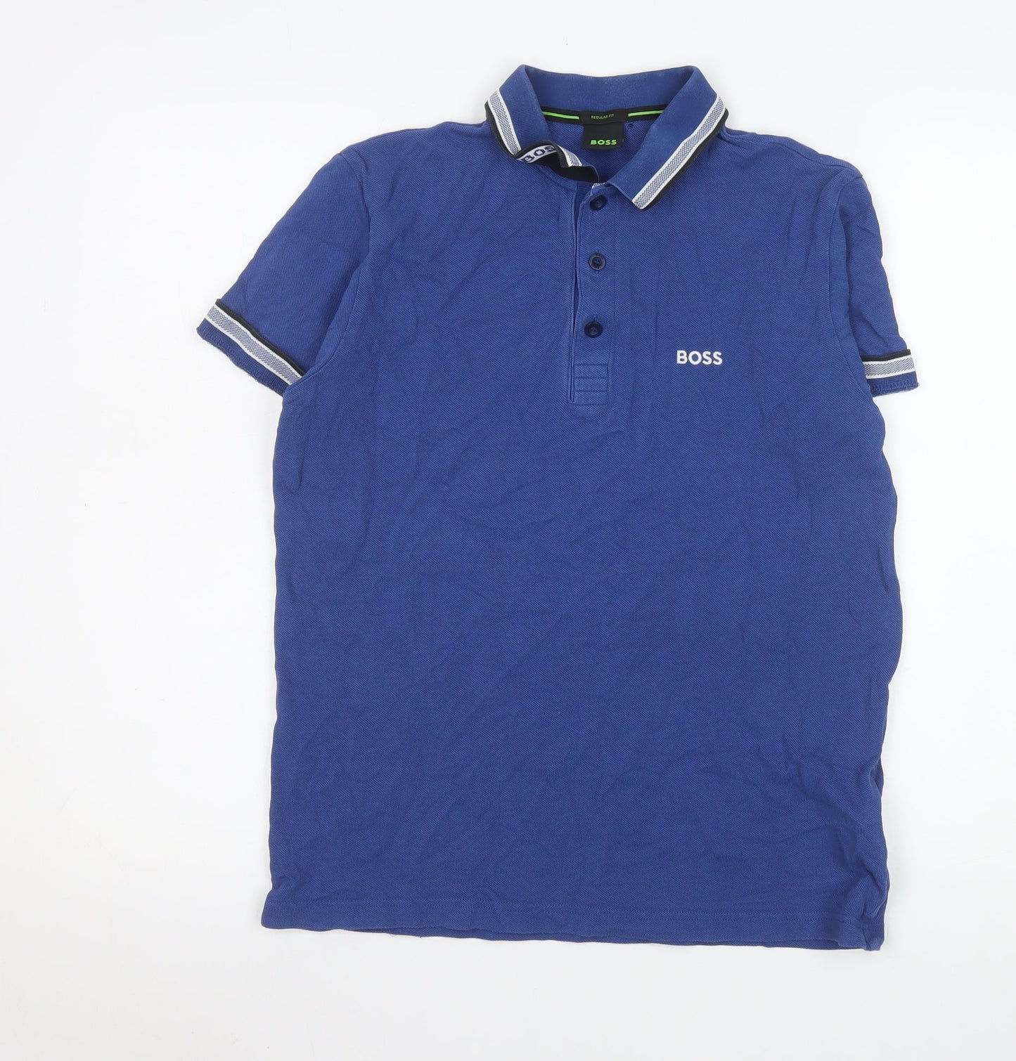 BOSS Men's Blue Cotton Regular Fit Polo Shirt Size S