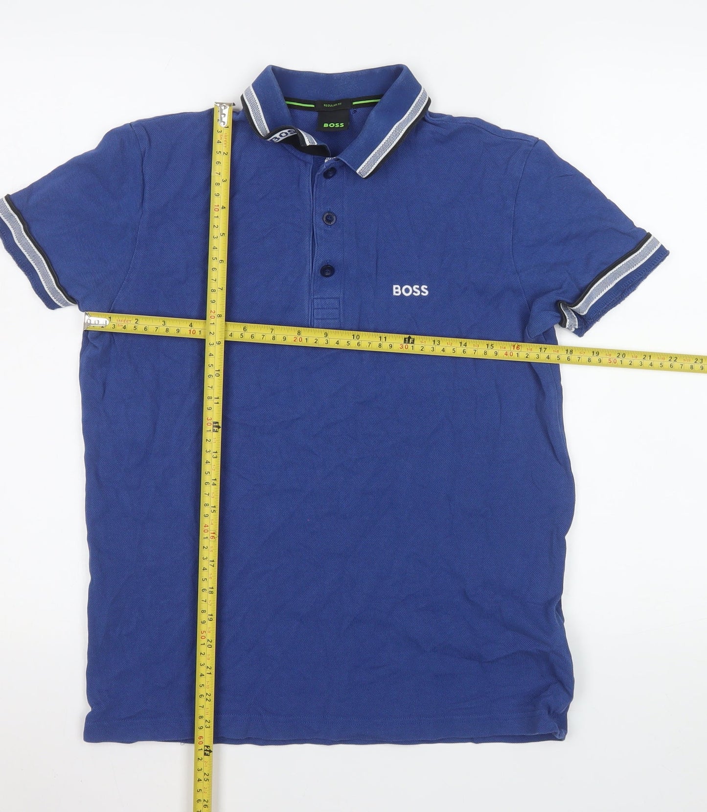 BOSS Men's Blue Cotton Regular Fit Polo Shirt Size S