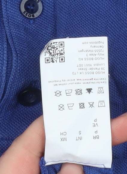 BOSS Men's Blue Cotton Regular Fit Polo Shirt Size S