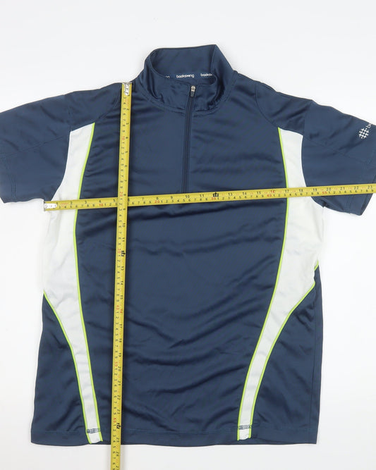 Backswing Men's Blue 1/4 Zip Short Sleeve Polo Shirt S Athletic Fit