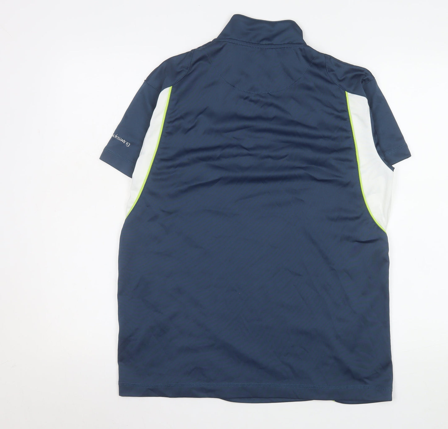 Backswing Men's Blue 1/4 Zip Short Sleeve Polo Shirt S Athletic Fit