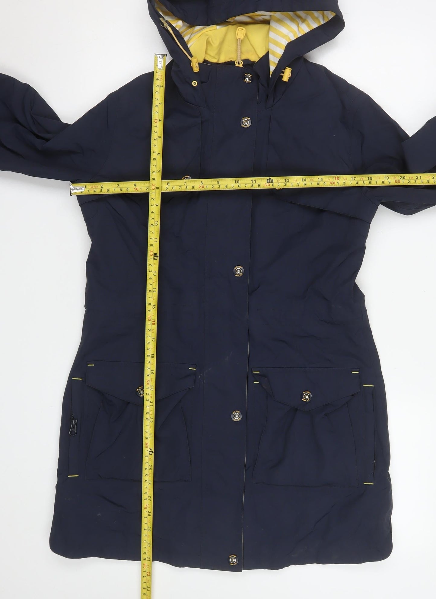Marks and Spencer Women's Blue Hooded Parka Coat Size 10 Waterproof Longline