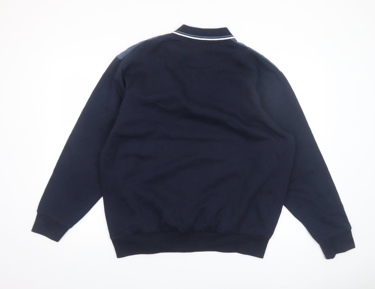 Pegasus Mens Blue Collared Henley Sweatshirt M Long Sleeve