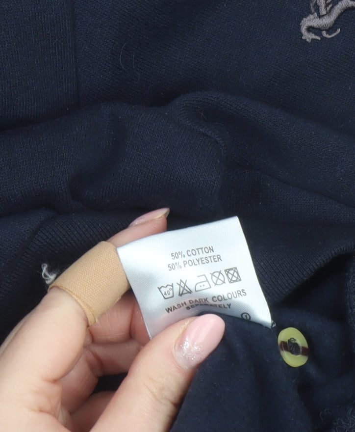 Pegasus Mens Blue Collared Henley Sweatshirt M Long Sleeve