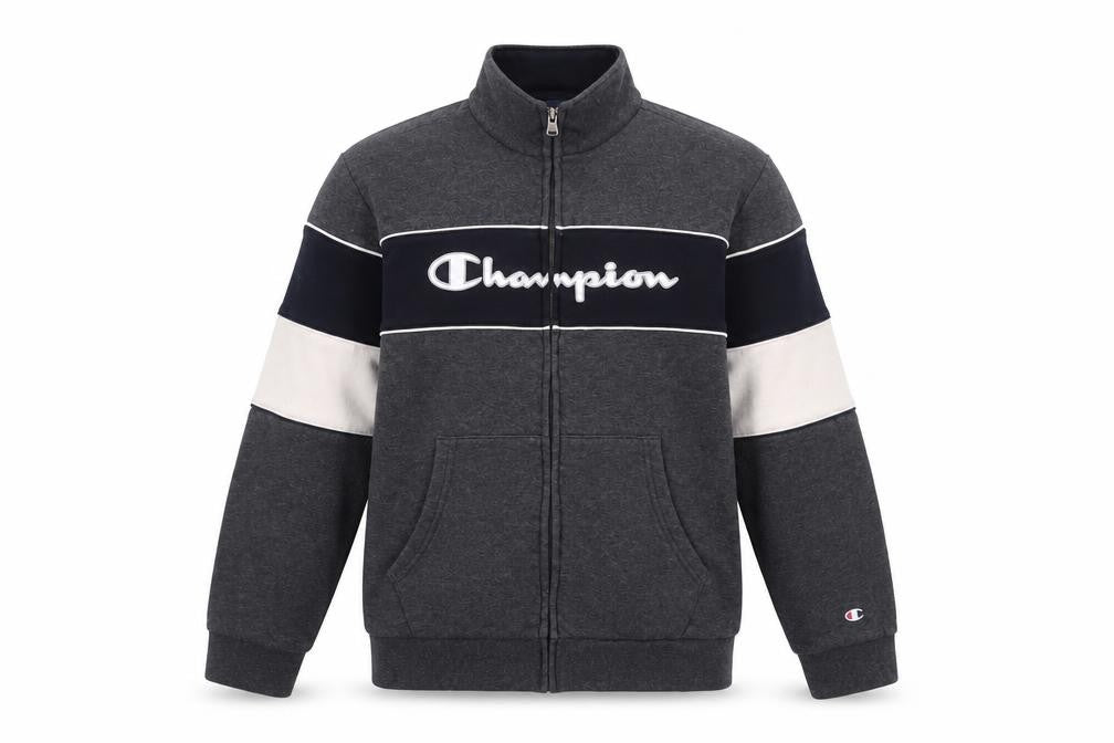 Champion Boys Grey Track Jacket XL 14 Years Full Zip Logo Sportswear