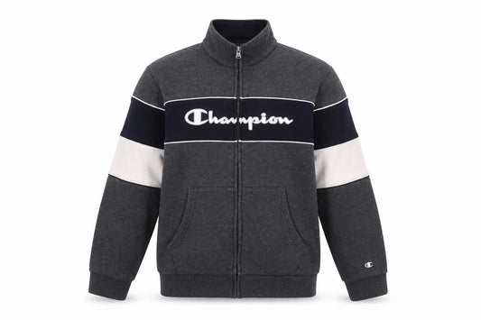 Champion Boys Grey Track Jacket XL 14 Years Full Zip Logo Sportswear
