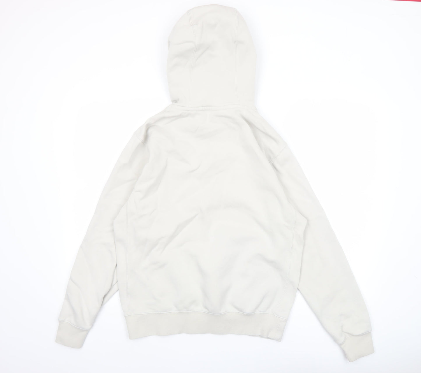 Nike Women Beige Pullover Hoodie Small Cotton Blend Logo Casual