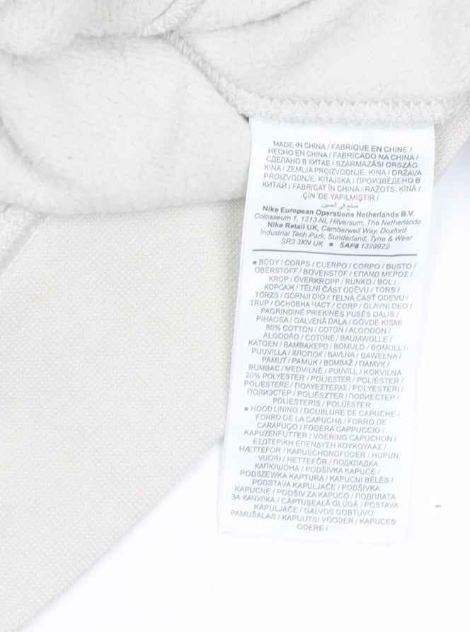 Nike Women Beige Pullover Hoodie Small Cotton Blend Logo Casual