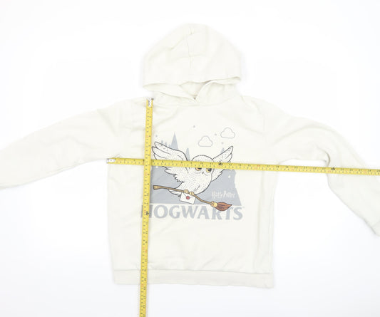 Harry Potter Girls White Pullover Hoodie 13-14 Years Hedwig Hogwarts Graphic