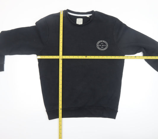 Jack Wills Men Black Medium Sweatshirt Pullover Crew Neck Fleece
