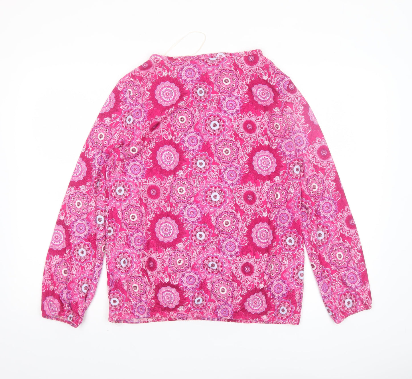 Paco Boutique Womens Pink Floral Tunic Long Sleeve Blouse Size 10