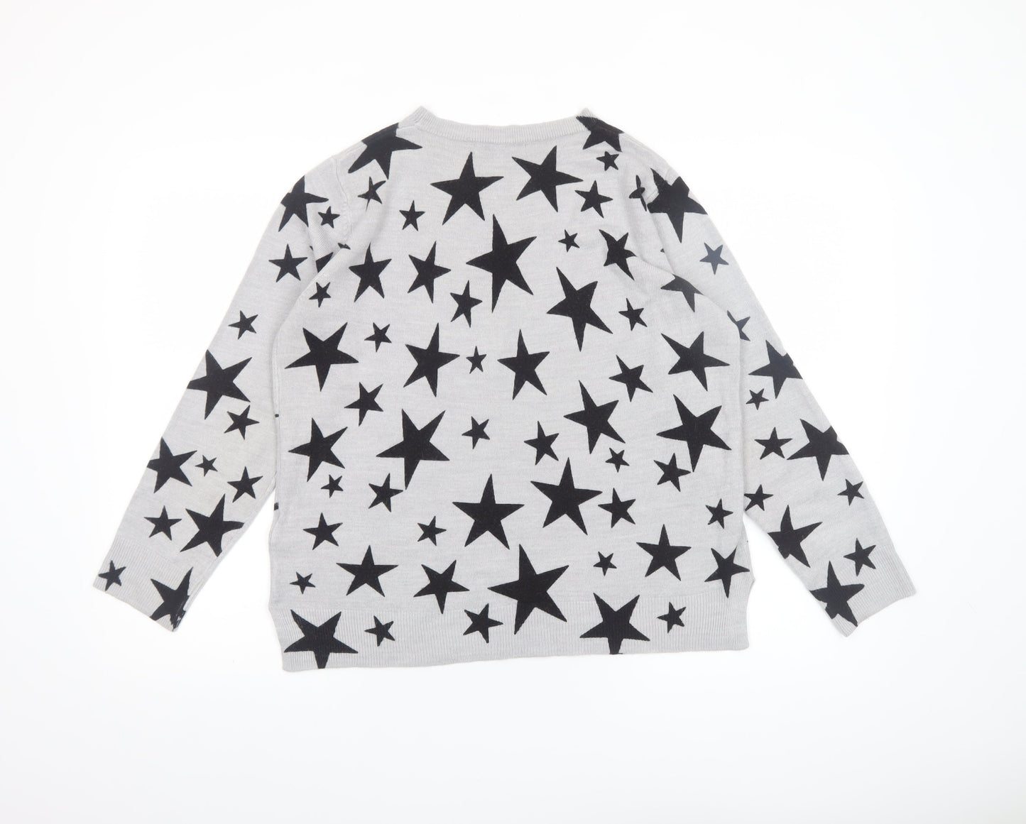 Marks and Spencer Women’s Grey Star Print Acrylic Jumper Size 16